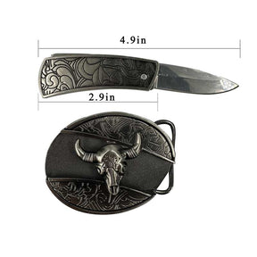 Western Leather Belt-Knife Buckle