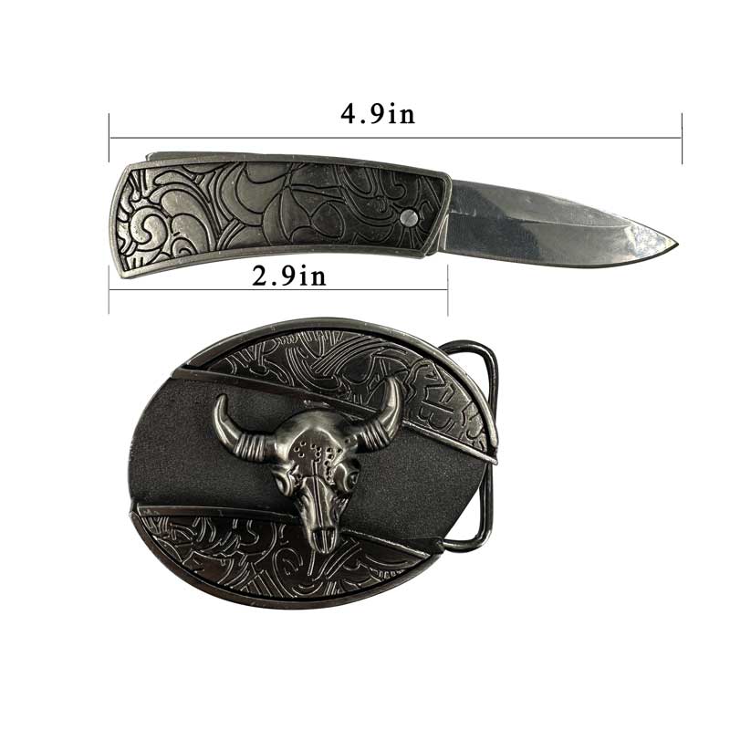 Western Leather Belt-Knife Buckle-Flower Style