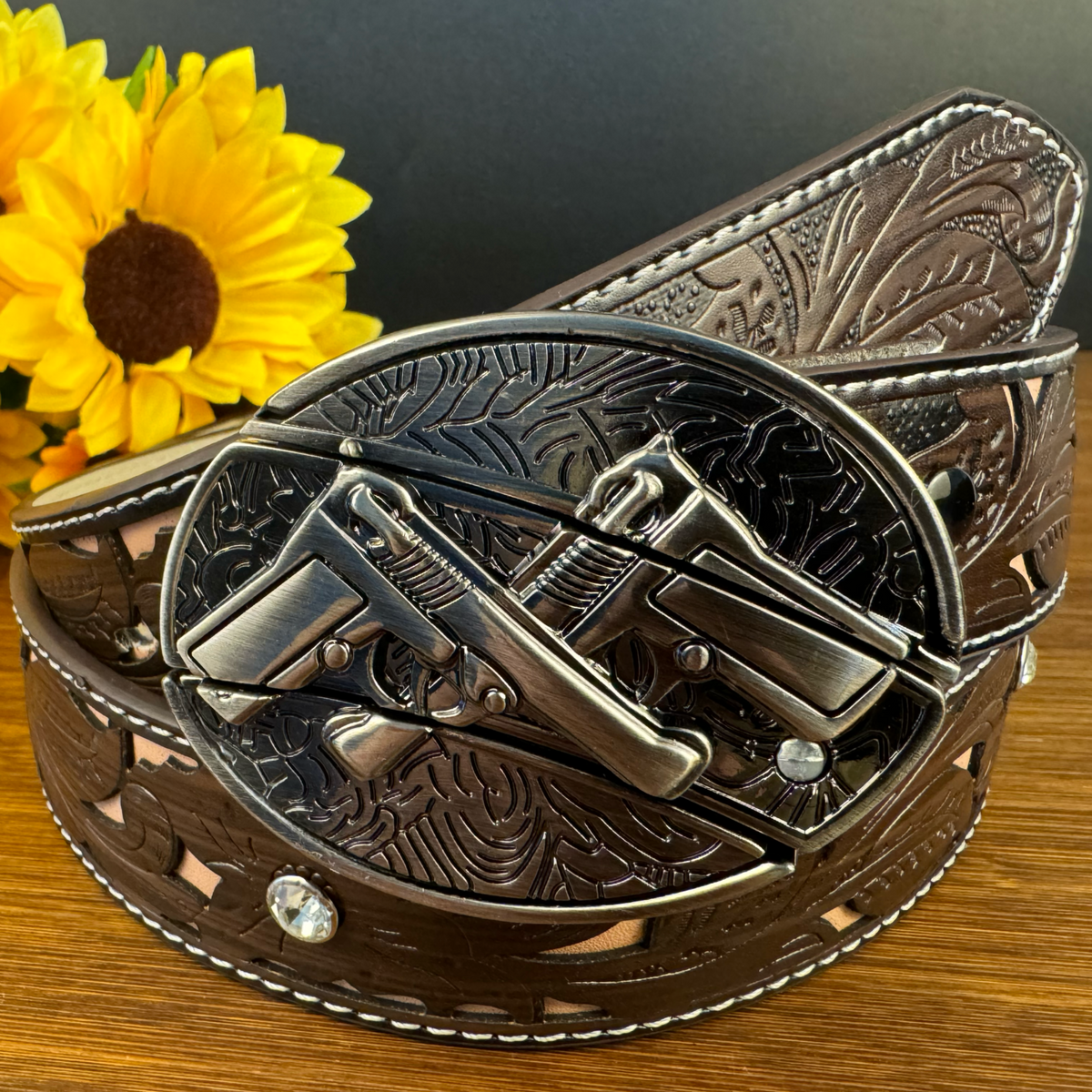 Western Leather Belt - Knife Buckle